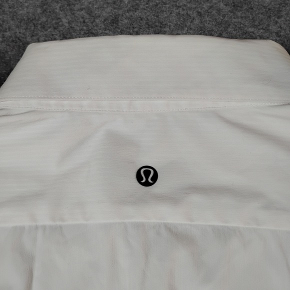 Lululemon Athletica Mens Performance Button Down Shirt Off White Mesh Vents XL - Picture 8 of 9